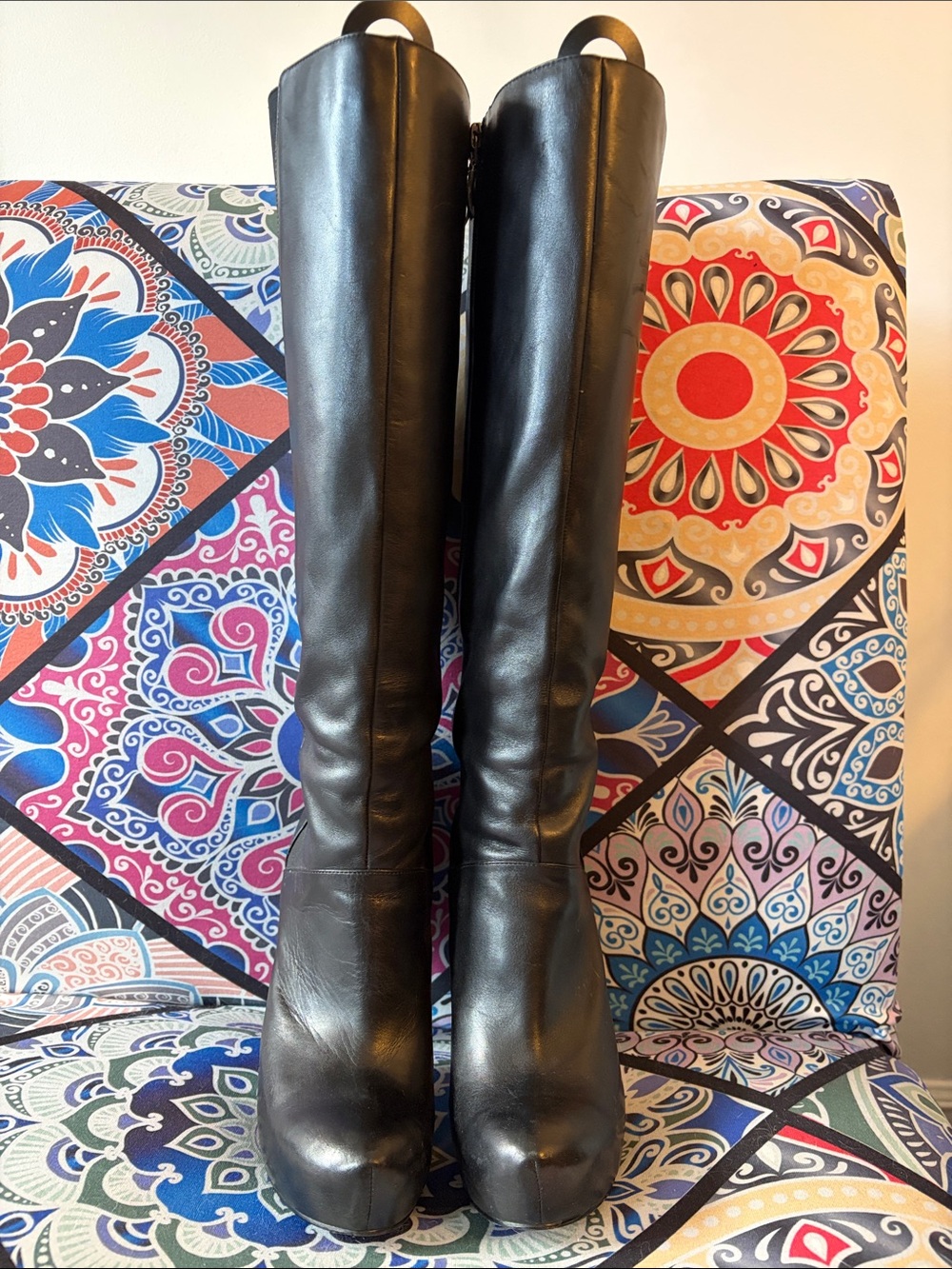 Guess Black Tall Leather High Heel Boots